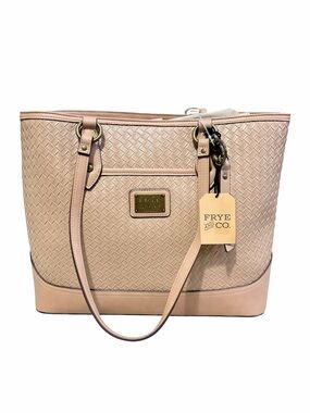 NWT Frye Warm Taupe Faux Tote Shoulder Bag Summer Beach Travel Purse